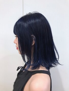 モリオフロムロンドン 大宮店(morio from London) 大人可愛い外ハネミディー×ネイビーカラー(デニムカラー)