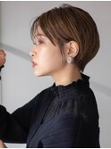 マッシュショート 大人可愛い うる艶髪 暖色系カラー 30代40代