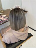 ブルーシルバーグラデーションボブ_チェリーブラウン