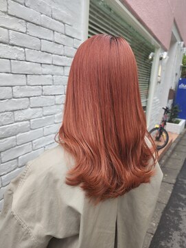 アルメリア 池袋(Arumeria) ピンクオレンジ艶ブラウンカラー髪質改善トリートメント30代20代