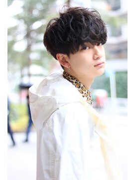 ネイビー(NAVY) ソフトツーブロックくせ毛風パーマ無造作マッシュイメチェン