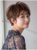 マッシュショート 大人可愛い うる艶髪 暖色系カラー 30代40代