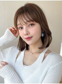 前下がりボブひし形レイヤーカットメルティカラー薄め前髪小顔