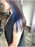 個性的インナーカラー×ターコイズブルー