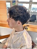 マッシュ無造作パーマメンズカジュアル