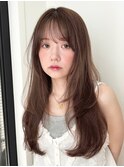 レイヤーカット/くびれヘア/くすみベージュ/透明感カラー