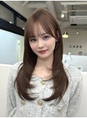 ココアブラウン/ロングレイヤー/ブリーチなし/ワンホンレイヤー