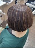 宇都宮ショートボブショートカット白髪ぼかしハイライト白髪染め