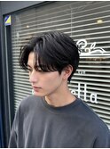 メンズセンターパートニュアンスパーマフェザーショート
