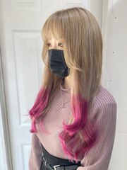 【SENA】エクステ70本＊裾ピンクカラー グラデーション
