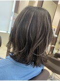 髪質改善×ハイライト×バレイヤージュ×ミディアムウルフ