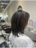 白髪ぼかしハイライトカラーとウルフレイヤー