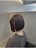 前下がりボブ×暖色カラー