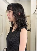 黒髪こなれパーマ/ニュアンスパーマ/ウェーブパーマ/パーマヘア