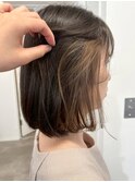 インナーカラーベージュミディアムボブ＊ブリーチ透明感カラー