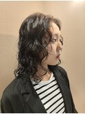 ミディアムパーマ/くるくるパーマ/前髪なしパーマ