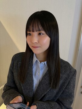 暗髪/前髪カット/グレージュカラー/透明感カラー