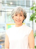 【えがお美容室】50代60代に人気☆白髪も素敵なショートボブ