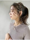 本八幡×ヘアセット×黒髪×艶髪×大人のポニーテール