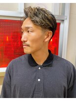 MEN'SHAIR束感ショート波巻きマッシュパーマハイライト10