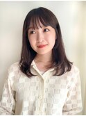 レイヤーカット フルバング オリーブベージュ 似合わせカット