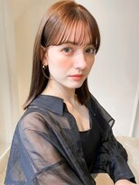 くびれヘアアプリコットオレンジ夏ヘアハイライトカラー