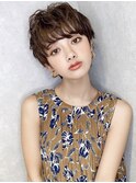 ニュアンスパーマ　ハイライト　ベリーショート
