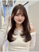 ショコラブラウン韓国ロングレイヤーカットワンカール