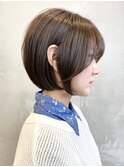 調布ストレートパーマミディアムボブベージュアッシュグレージュ