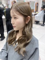 ピークアブー アヴェダ ギンザシックス(PEEK-A-BOO AVEDA GINZASIX) 【うぶバング】オン眉 ミルクティーカラー ダブルカラー ◆