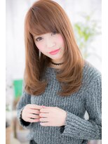 ヘアアンドビューティー ミック(Hair & Beauty miq)&nbsp;斜めバングチェリーブラウン★華やぎストレートa