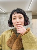 ミニボブ ハイライト ピンク デザインカラー オン眉