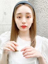 〇くびれヘアアプリコットオレンジ夏ヘアハイライトカラー