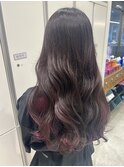ロング×インナーカラー 秋カラー ピンクカラー ボルドーカラー