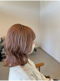 春のピンクベージュボブ