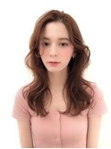 ロングレイヤーグレージュカラー透明感ベージュ20代30代40代銀座