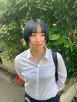 ヘアー アレス(hair ales) ミニボブ　黒髪 ボブルフ　メルティーカラー 小顔 ワンレン