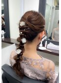 結婚式ポニー編みおろし玉ねぎヘア