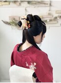 日本髪風なハーフアップ