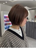 丸みショートボブ×ベージュカラー【新村/PLAISIR/草加】