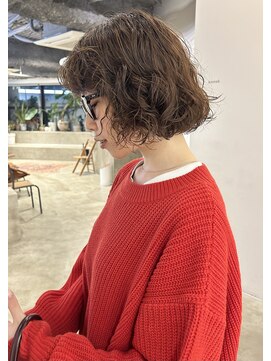 ヌールス(nullus non) 【くせ毛風切りっぱなしボブ】くせ毛風パーマ/ボブパーマ/茅ヶ崎