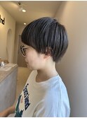 マッシュショートオリーブベージュ顔まわり前髪群馬太田
