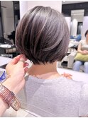 大人丸みショートボブ長めミニボブ髪質改善カラー