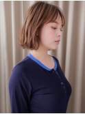 シースルーバングミルクブラウンハッシュレイヤーボブ20代30代Y