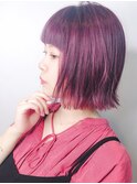 切りっぱなしボブ×外はね×イルミナカラー×ピンクラベンダー