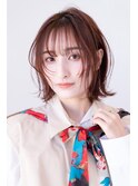 チョコグレージュ/20代30代大人かわいい/ミディアムレイヤー