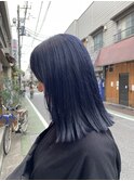 切りっぱなし×ネイビーカラー