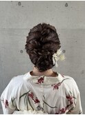 大人かわいい編み込みアレンジ お祭りヘアセットこなれヘア