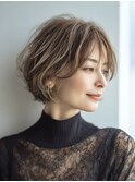 似合わせショートボブ白髪ぼかし脱白髪染め30代40代50代60代♪