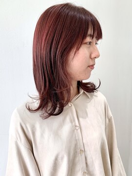 フォーク FOLK 【FOLK】透明感チェリーピンク☆似合わせ外ハネミディ♪